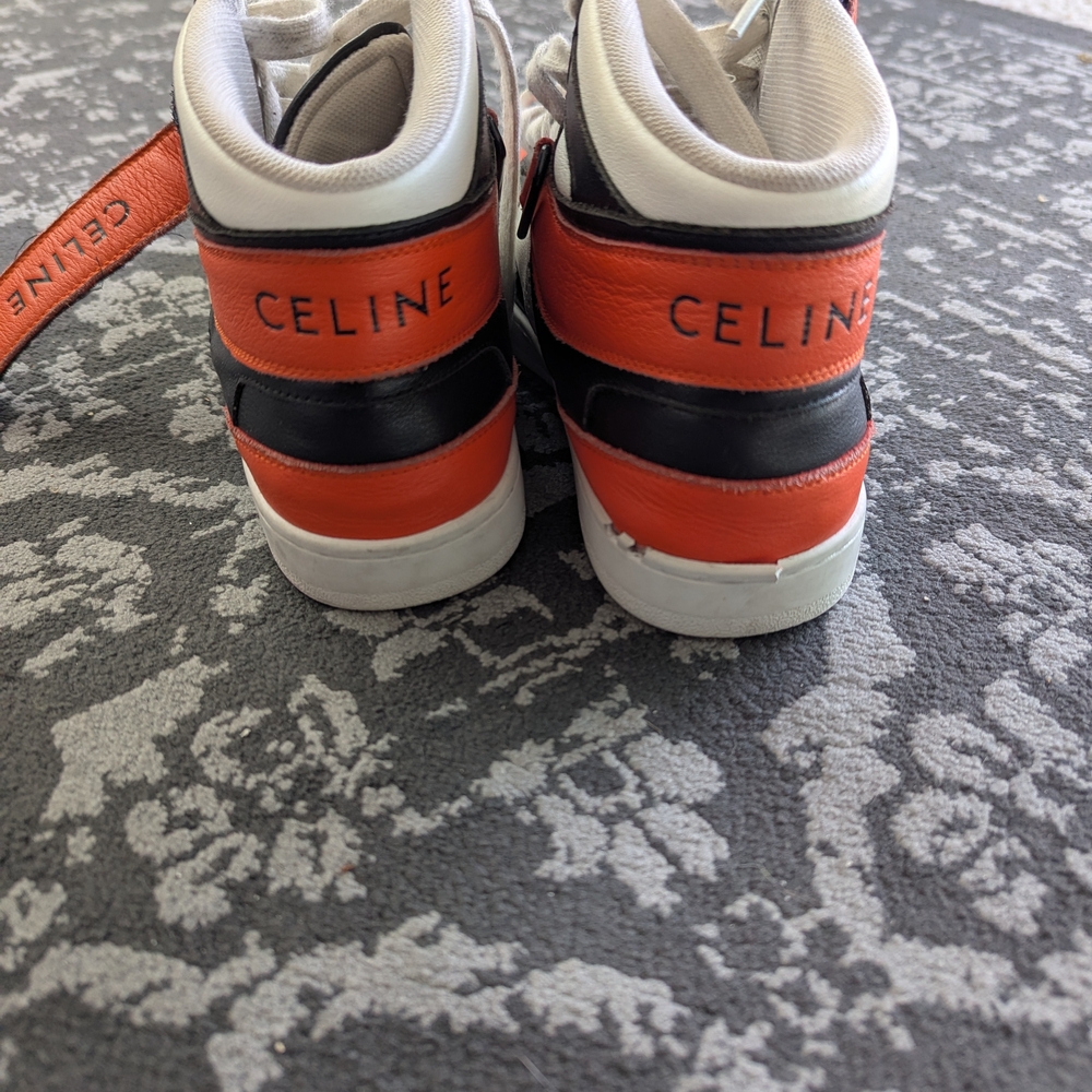 Celine Black and Orange High-Top Sneakers - Picture 3 of 12